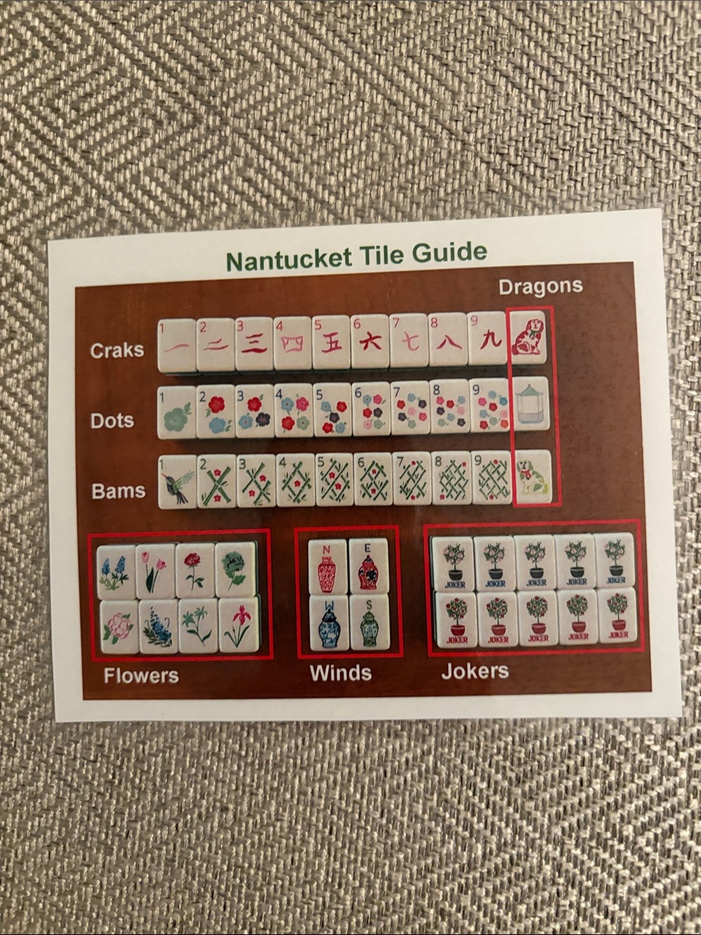 Colorful Red & Green Mahjong tiles - Picture 3 of 11